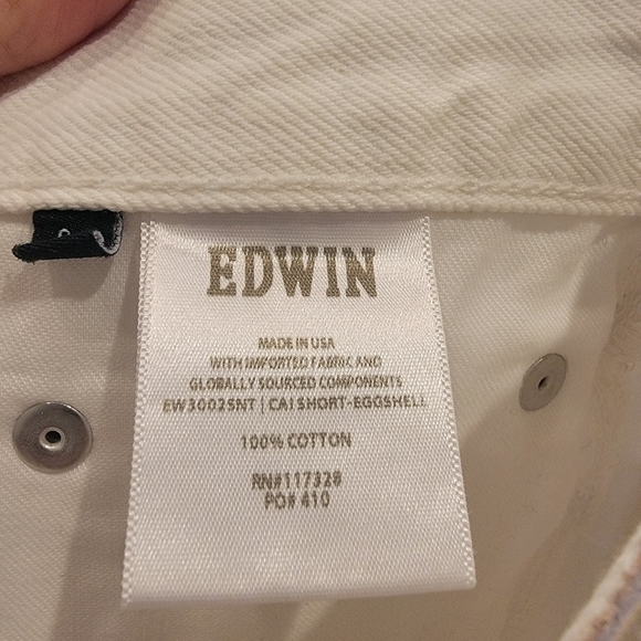 Edwin Cai Cuttoff Shorts in Eggshell  Raw Hem‎ High-rise Women's - Picture 10 of 10